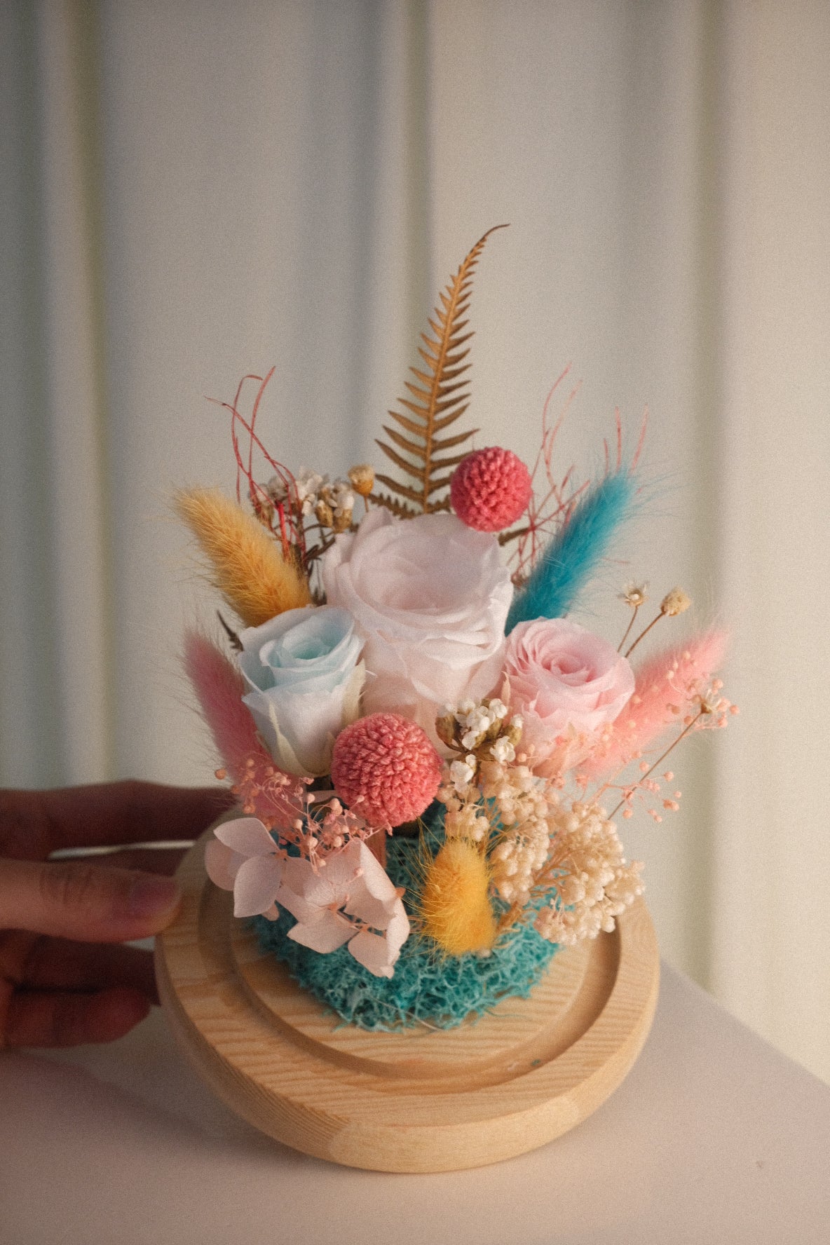 Pastel Sunrise Preserved Rose Arrangement (Open Arrangement)