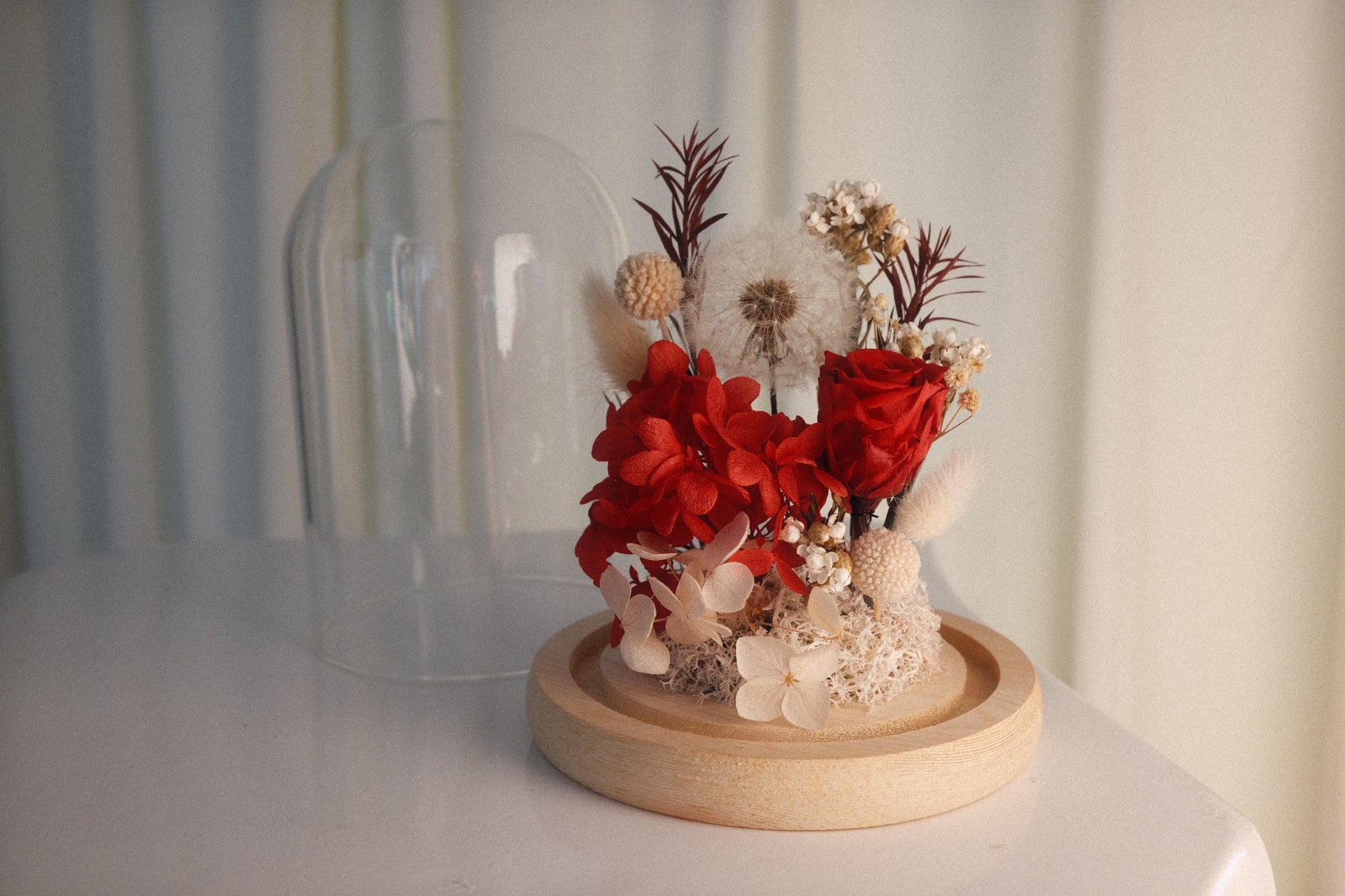 Crimson & Dandelion Botanical Glass Dome